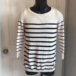 Banana Republic Medium Women’s 100% Cotton Sweater Off White, Navy Stripes